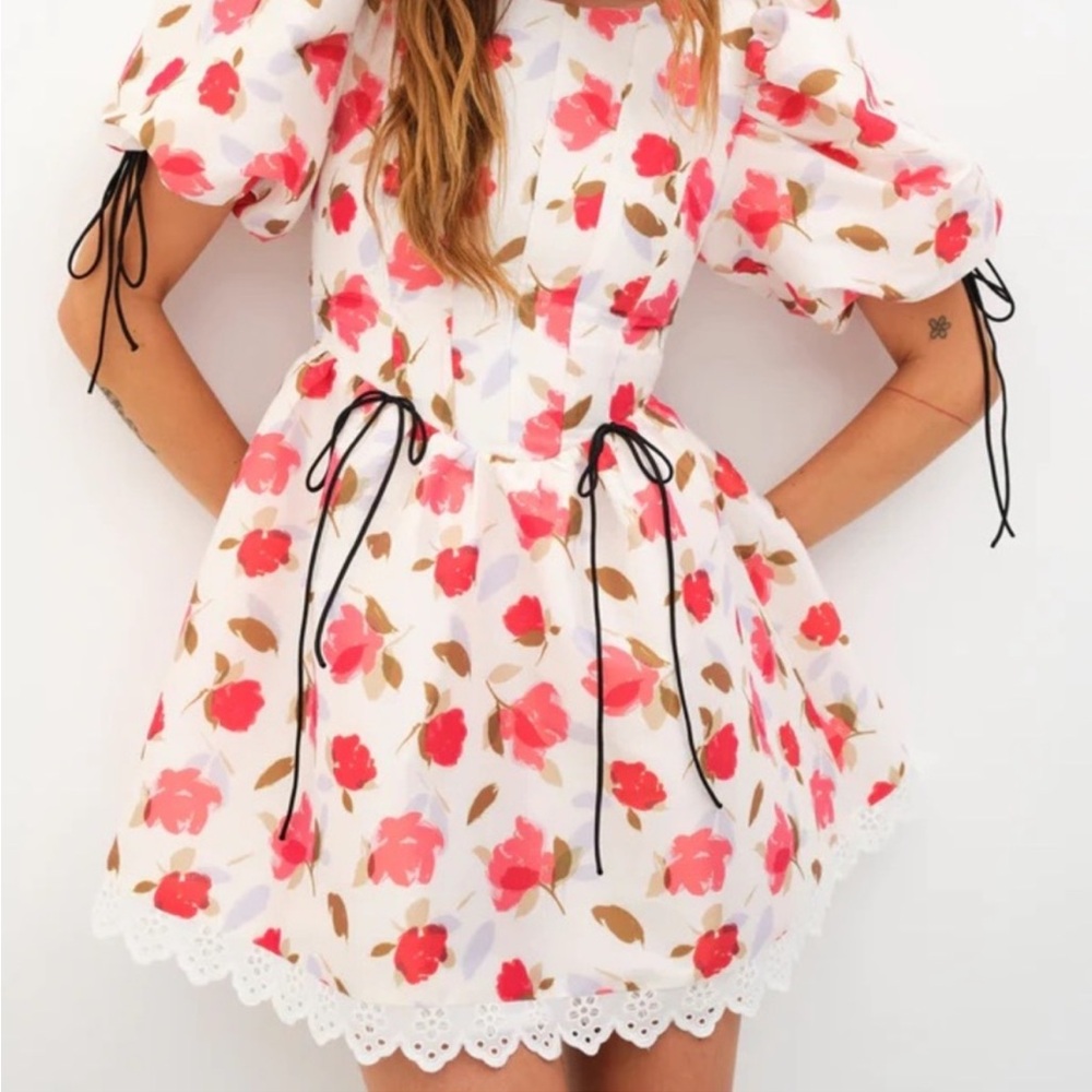 For Love And Lemons Jesse puffed sleeve floral Mini Dress